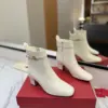 Valentino Women White Leather Ankle Boots product view 1