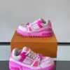 Louis Vuitton Men Leather and Mesh Sneakers — Bright Pink product view 4