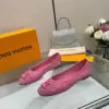 Louis Vuitton Women Pink Mesh Leather Ballet Flats product view 3