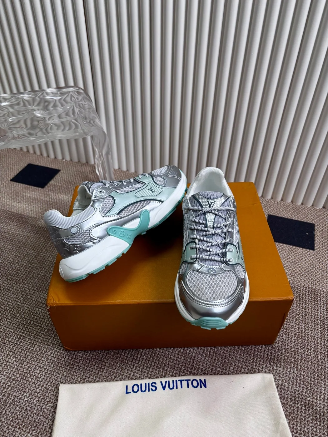 Louis Vuitton Women Silver Mesh Metallic Sneakers product view 5