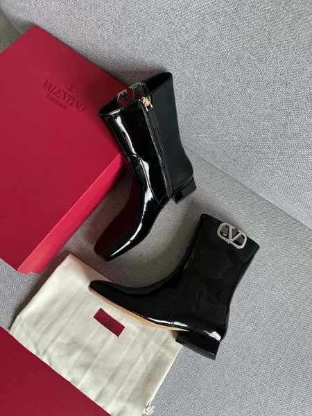 Valentino Women Black Patent Leather Boots — Side-Zip Style product photo