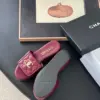 Chanel Women Burgundy Quilted Leather Slides — Gold-Tone CC Detail product view 5
