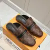 Louis Vuitton Women Brown Leather Monogram Mules — Black Strap Detail product view 3