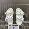 Louis Vuitton Women White Printed Fabric Sandals product view 2