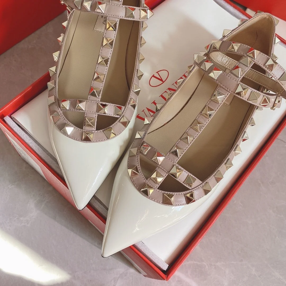 Valentino Women White Patent Leather Studded Flats product view 6