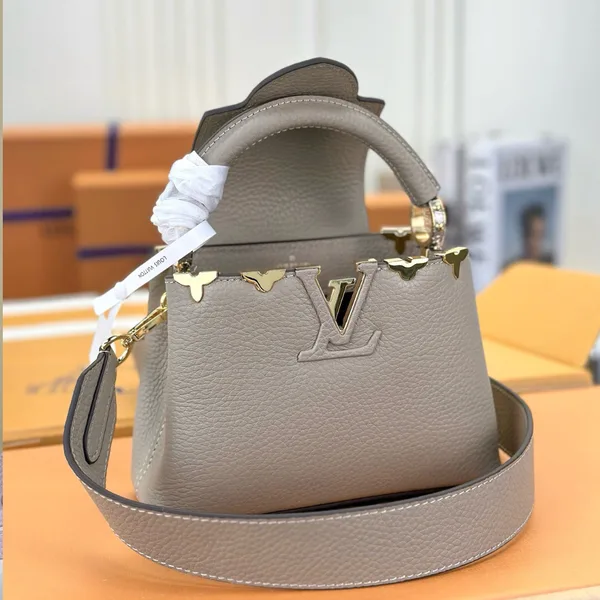 Louis Vuitton Capucines Lock Gold Handbags Cowhide Leather 21 cm product photo