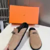 Hermès Women Beige Suede Leather Slippers product view 3