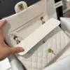 Chanel Classic Woman’s White Handbags Lock Gold 25 cm product view 4