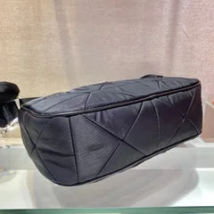 Prada Hobo Bag 24 In Black Triangular Quilted Pattern Re-Nylon product view 4
