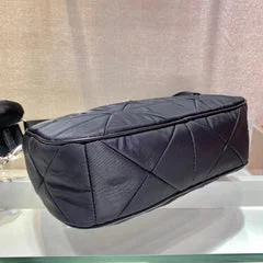 Prada Hobo Bag 24 In Black Triangular Quilted Pattern Re-Nylon product view 4