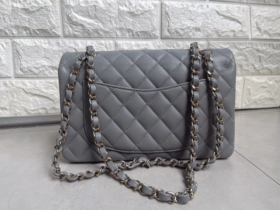 Chanel Classic Flap bag in Grey Caviar Leather product view 4