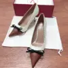 Valentino Women White Leather Brown Bow Detail Pumps product view 1