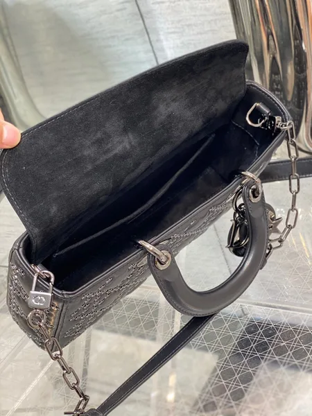 Dior D-Joy Black Handbag With Star Studs 26 cm product view 7