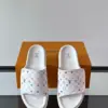 Louis Vuitton Men White Printed Fabric Slides product view 6