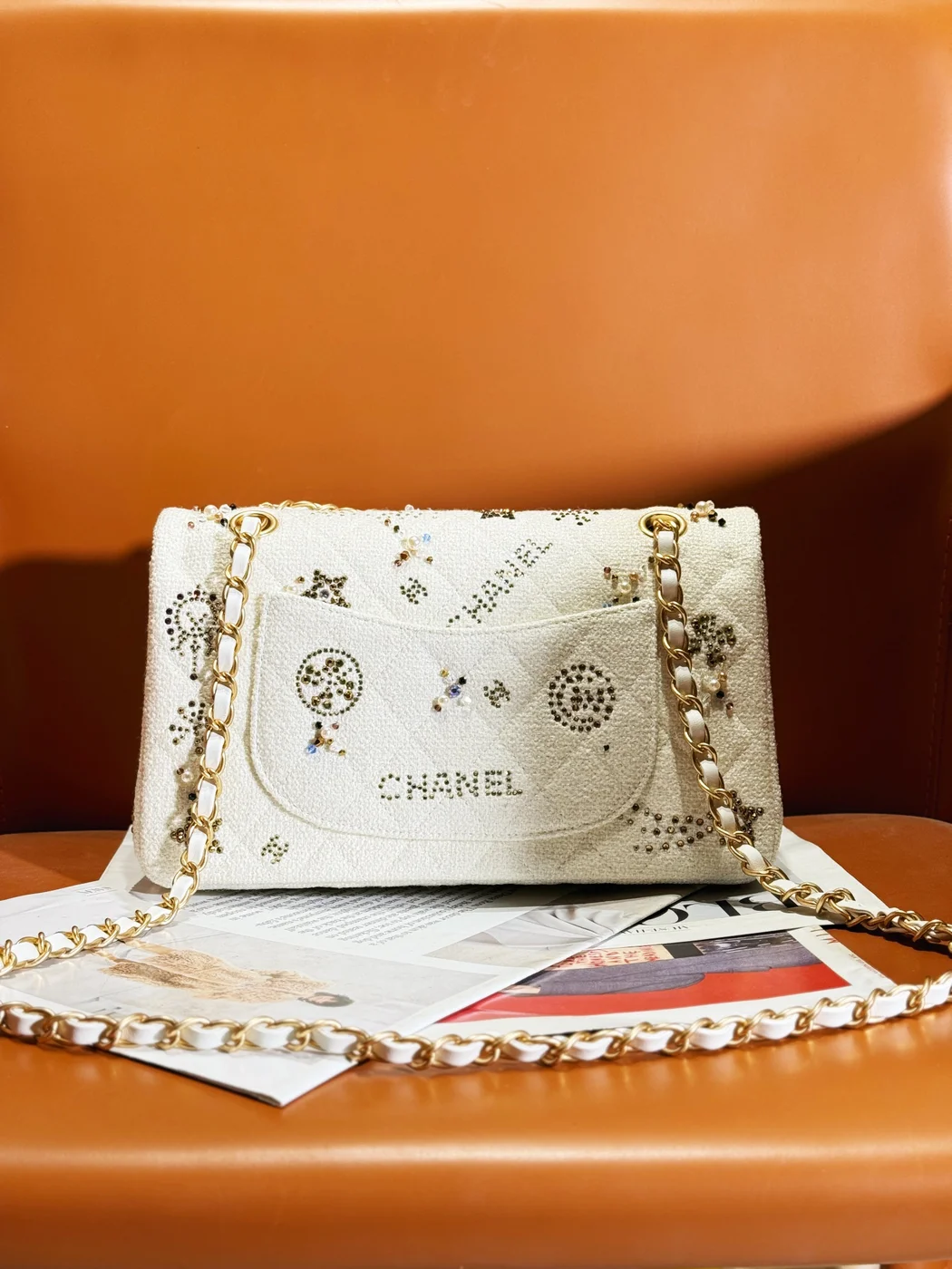 Chanel Flap Bag Leather Bag with Gold Hardware product view 6