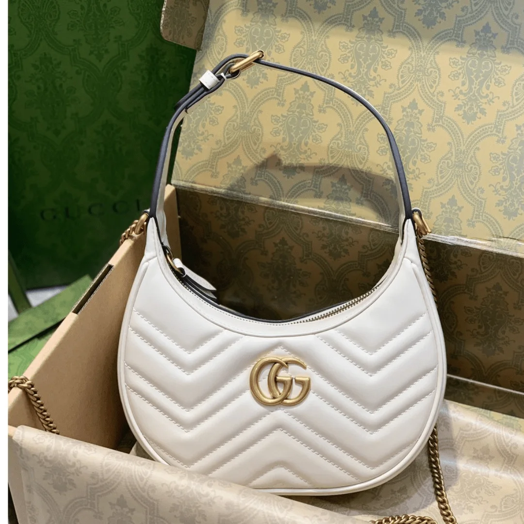 Gucci GG Marmont Half Moon Handbag White 24 cm product view 1