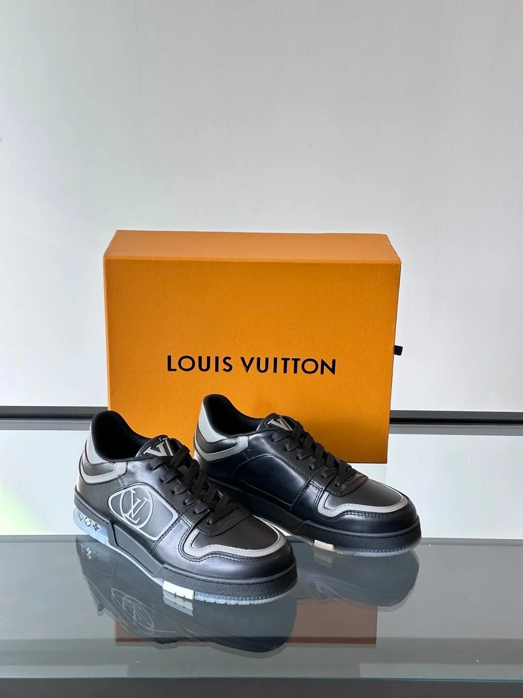 Louis Vuitton Men Sneakers — Black with Oval LV Side Detail product view 5