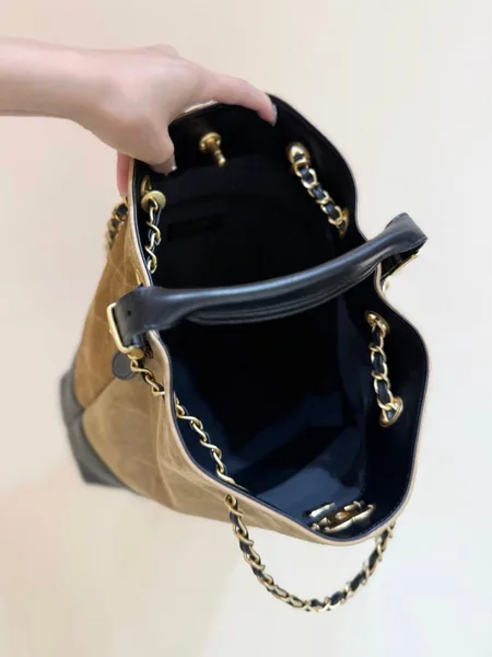 Chanel Suede Calfskin Shiny Lambskin Quilted Shopping Bag product view 4