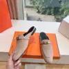 Hermès Women Beige Suede Mules — Metal-Bar Loafer Style product view 6