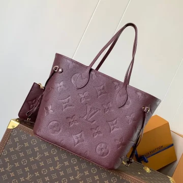 Louis Vuitton Neverfull MM Burgundy Monogram Empreinte Leather Bag product photo