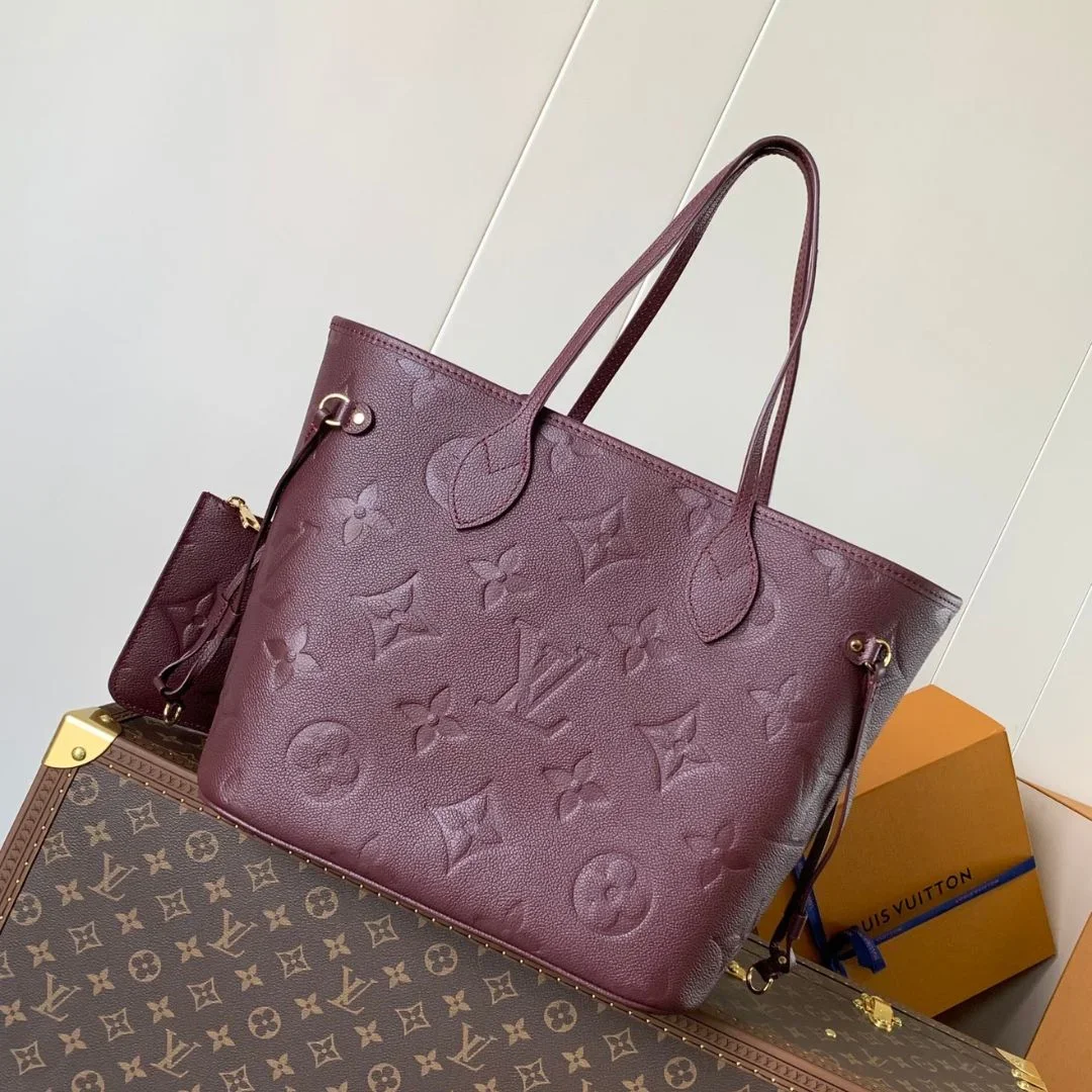 Louis Vuitton Neverfull MM Burgundy Monogram Empreinte Leather Bag product view 1