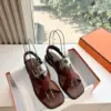 Hermès Women Brown Sandals — Buckle-Detail T-Strap product view 3
