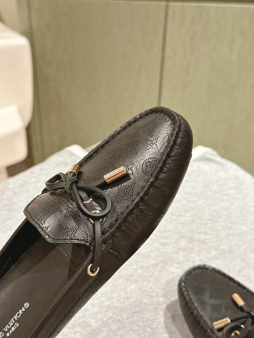 Louis Vuitton Women Black Leather Mules — Bow Detail product view 6