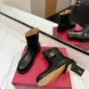 Valentino Women Black Leather Ankle Boots — Low-Heel Chain-Cuff Style product view 6