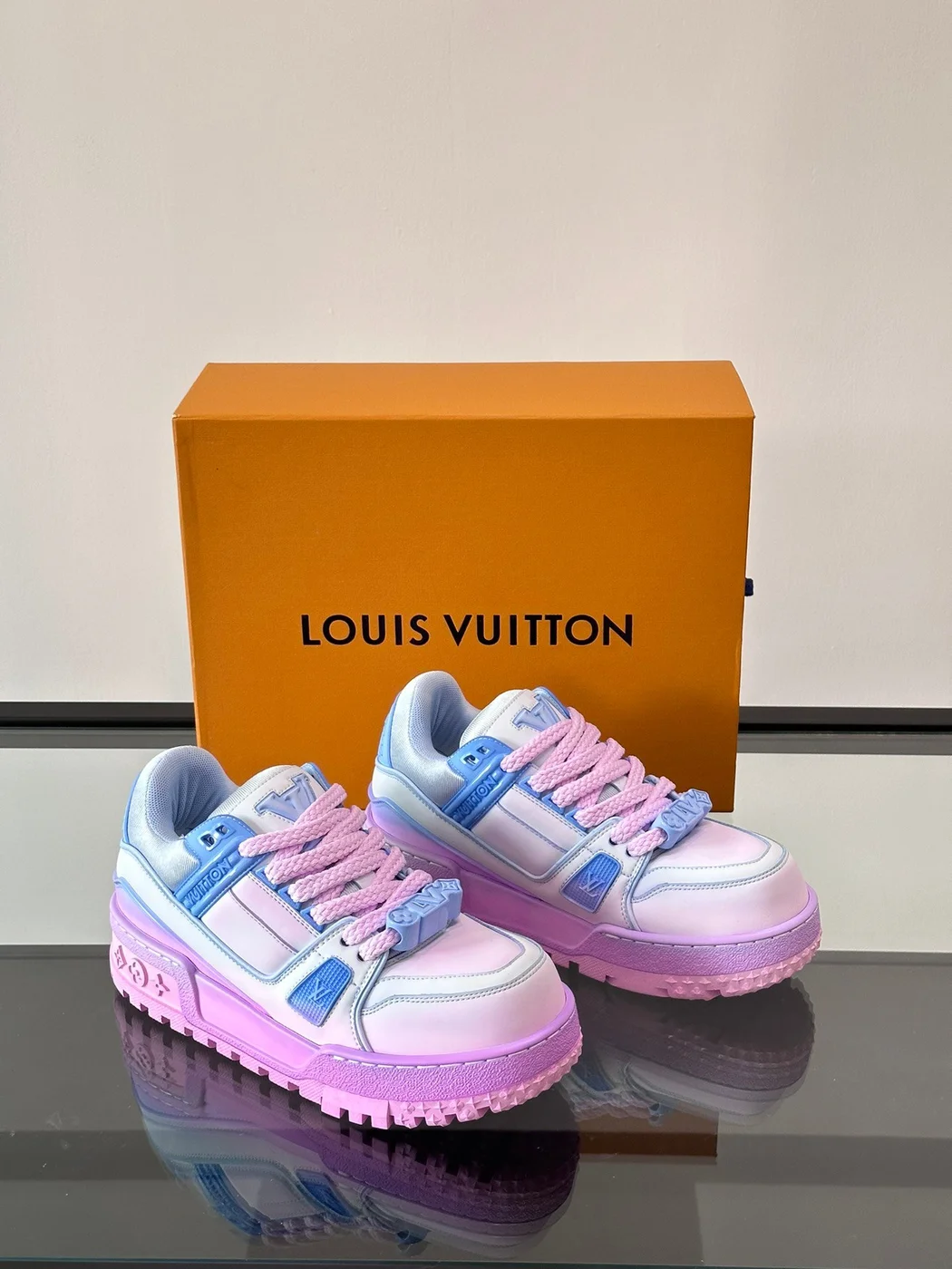 Louis Vuitton Chunky Low-Top Sneakers Pink, Light Blue and White product view 5