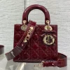 Dior Lady Dior Burgundy Gold Hardware Bag product view 1