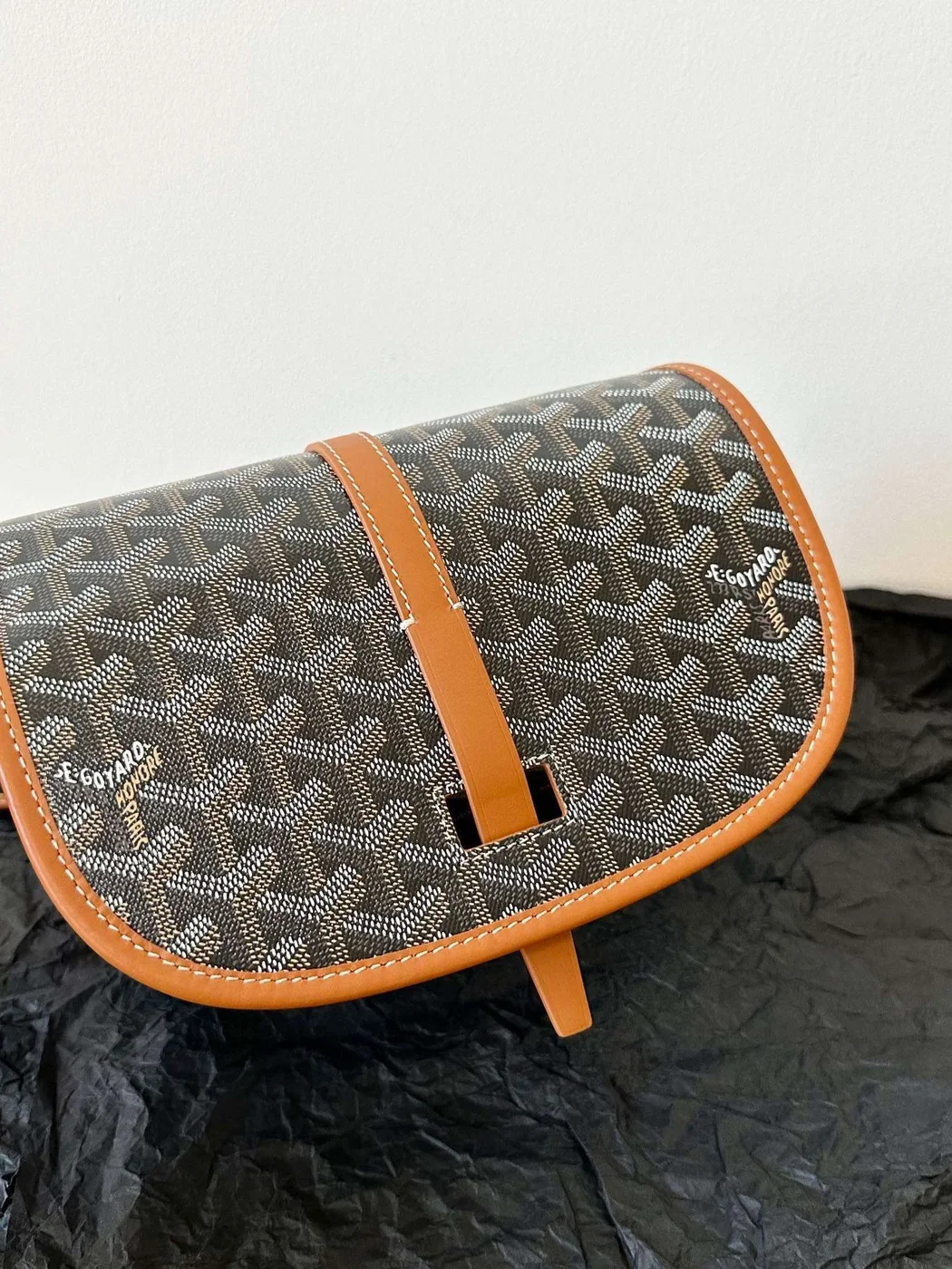 Goyard Chevron Flap Crossbody Bag with Brown Trim, 22 x 16 x 7 cm product view 5
