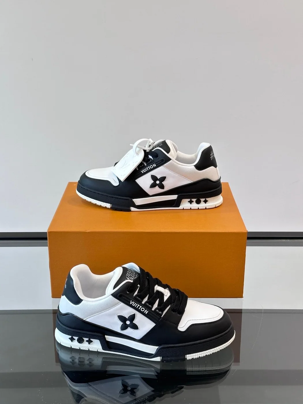 Louis Vuitton Men Black and White Sneakers — Monogram Side Panels product view 4