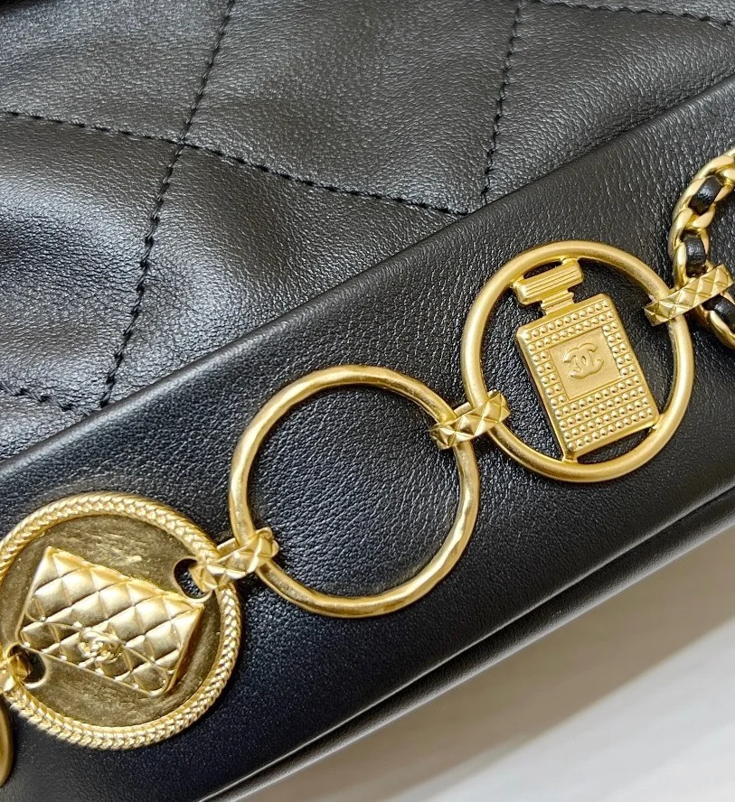 Chanel Charm Backpack Black Smooth Leather 18x18x8cm product view 3