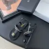 Chanel Women Black Leather Chain Detail Flat Sandals product view 3