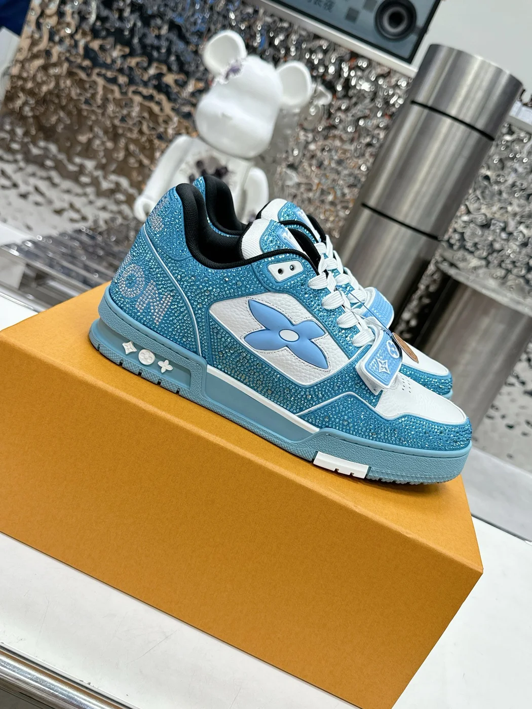 Louis Vuitton Women Sneakers — White and Turquoise Blue product view 6