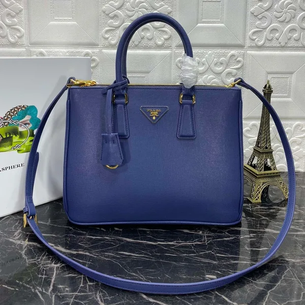 Prada Pra Galleria 32 Bag In Navy Blue Saffiano Leather product photo