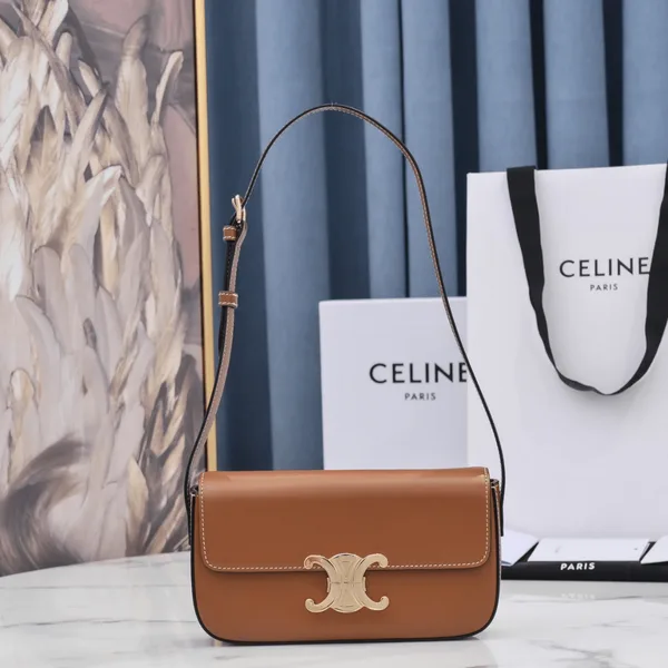 Celine Triomphe Brown Handbag Premium Smooth Leather 20x12cm product photo