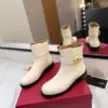 Valentino Women Ivory Leather Ankle Boots product view 3