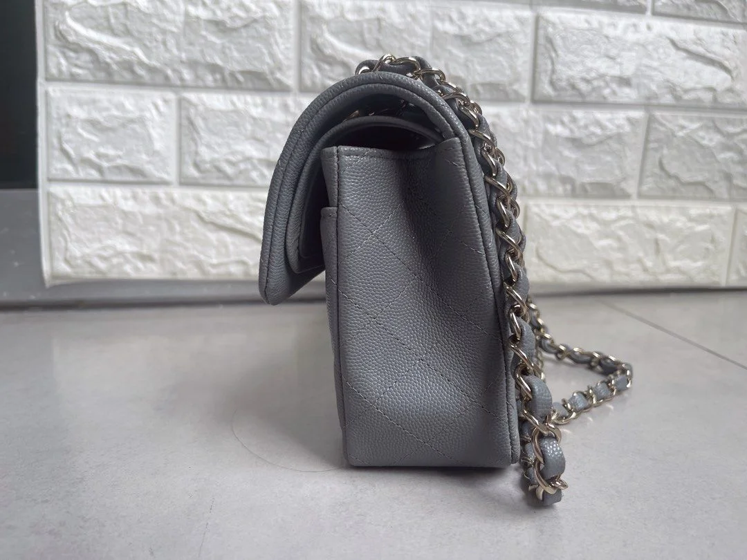 Chanel Classic Flap bag in Grey Caviar Leather product view 3