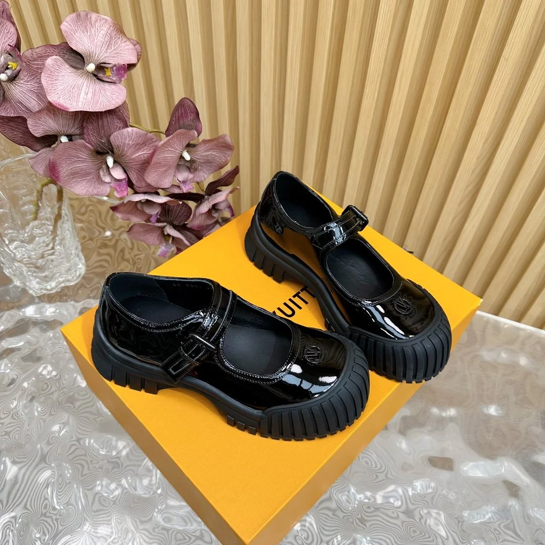 Louis Vuitton Women Black Patent Leather Mary Jane Loafers — Square Toe product view 4