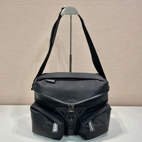 Prada Crossbody Bag 29 In Black Re-Nylon And Calfskin Trim product photo