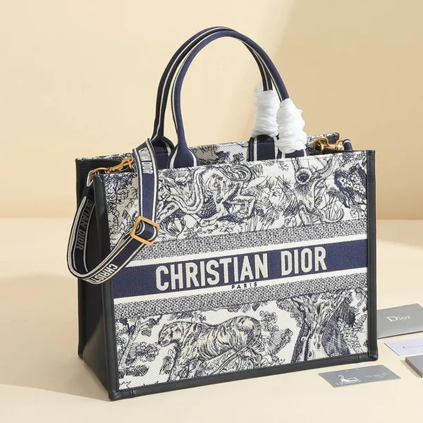 Dior Medium Book Tote — Blue and White Scenic Pattern product photo