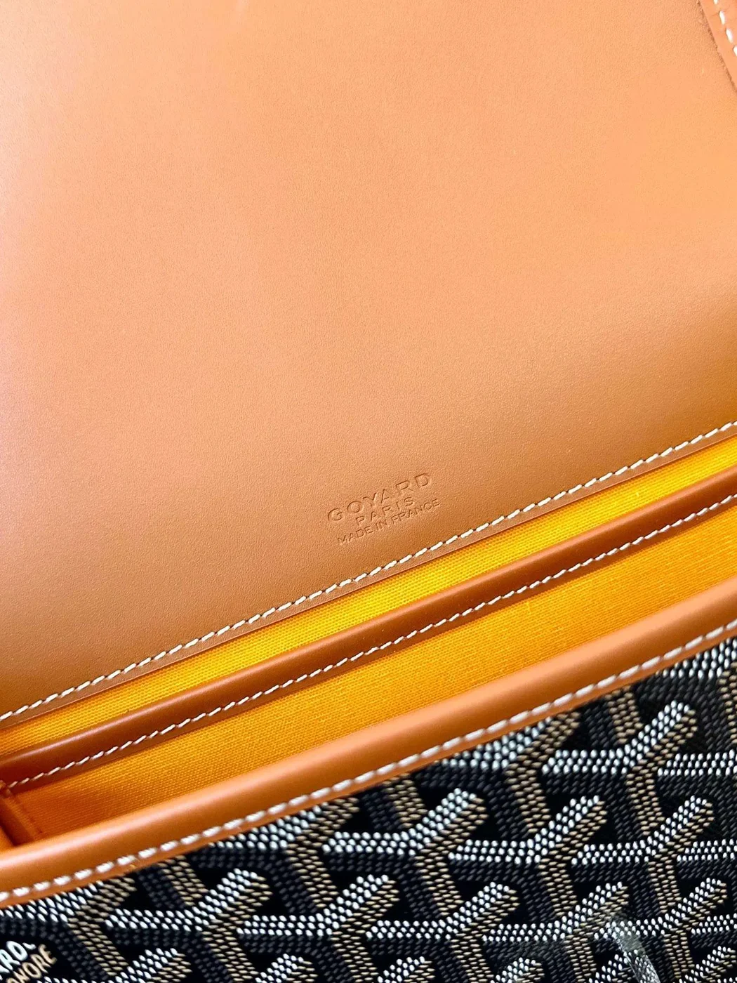 Goyard Chevron Flap Crossbody Bag with Brown Trim, 22 x 16 x 7 cm product view 2