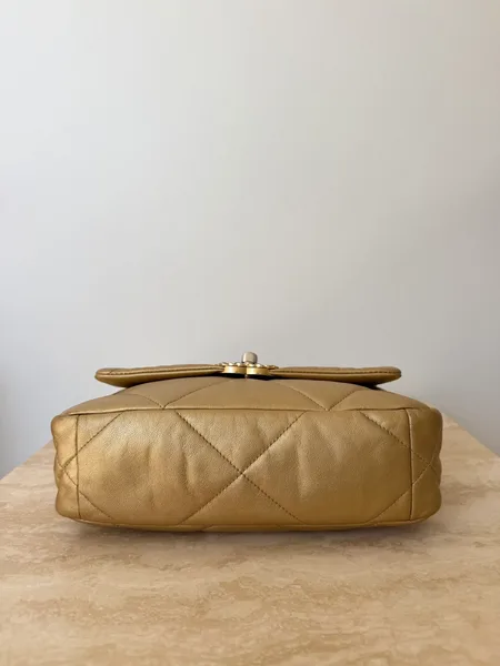 Chanel 19 Small Metallic Gold Lambskin Bag product view 8