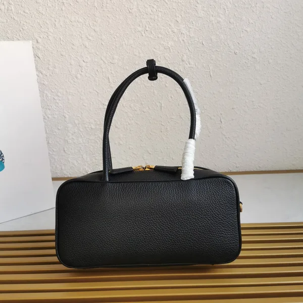 Prada Medium Leather Top-Handle Bag in Black product view 3