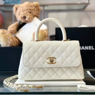 Chanel Small 24 cm Coco Handle in White Caviar Bag product photo
