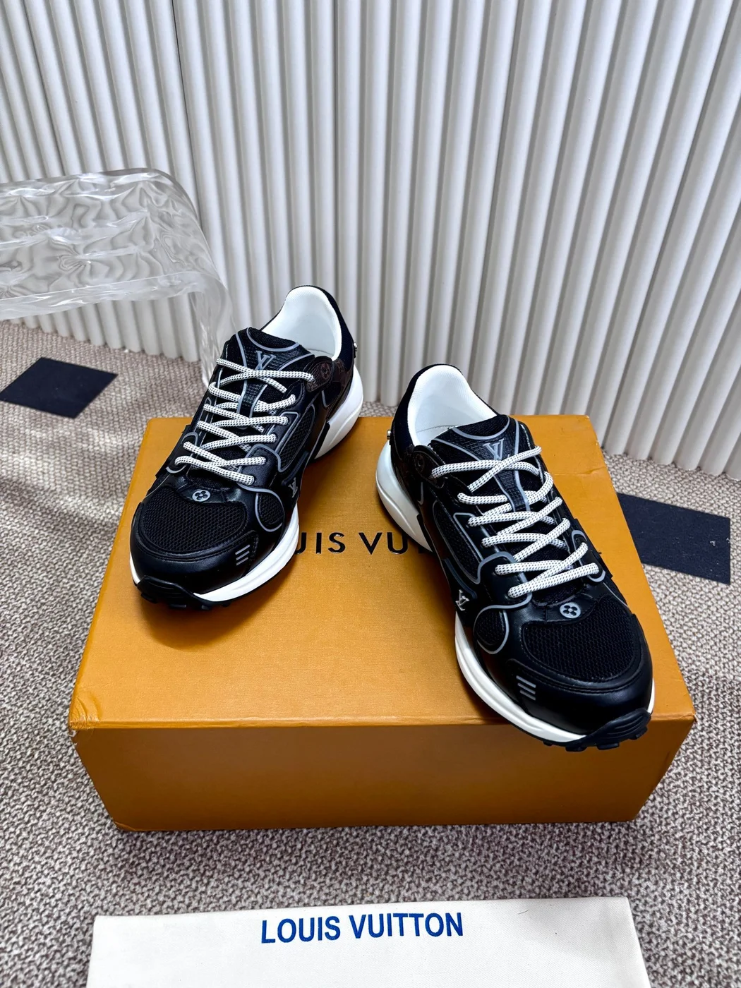 Louis Vuitton Women Black Mesh Leather Sneakers product view 1
