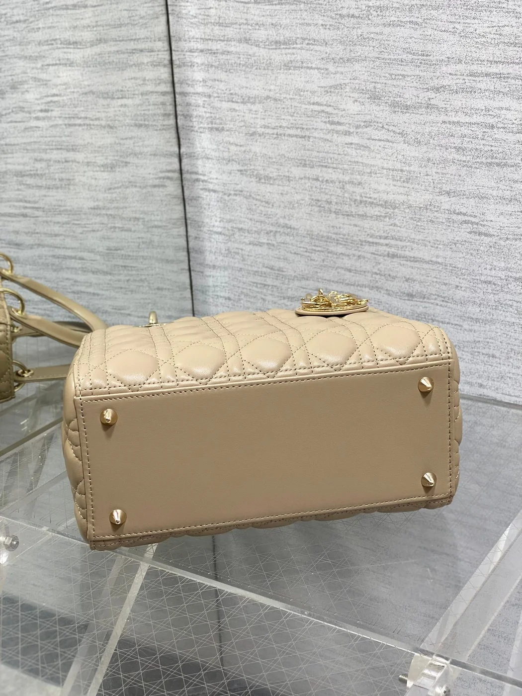 Dior Medium Lady Bag 24 In Powder Beige Gold Hardware product view 7