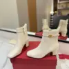 Valentino Women White Leather Ankle Boots product view 2