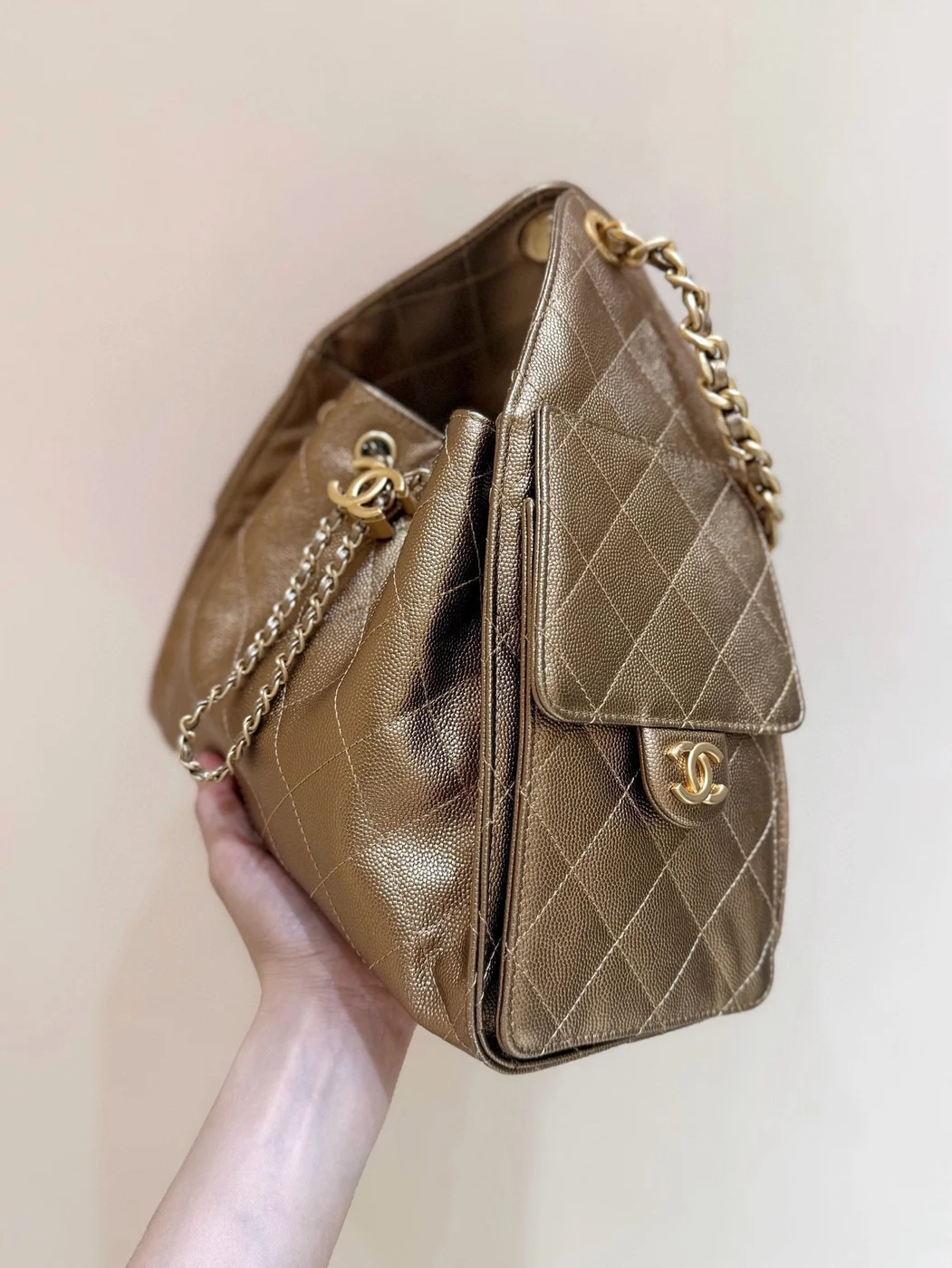 Chanel 25 Handbag 30 In Golden Brown With Gold Hardware product view 7